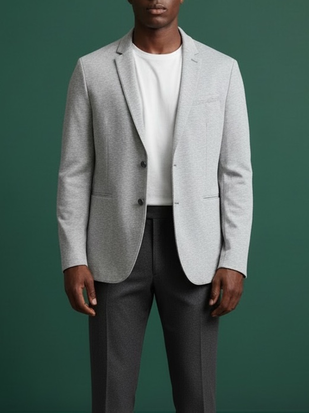 Express Men's Light Gray Stretch Blazer - Slim Fit